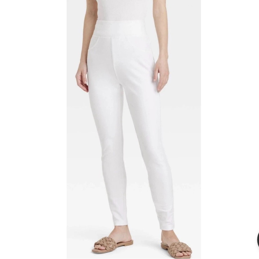NWT A New Day Women's Sz S 4/6 White High Waisted Super Stretch Jeggings Pants